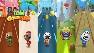 Talking Tom Gold Run Candyland vs Water Park vs Cyber City vs Flying vs Lost City Android Gameplay