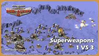 Red alert 2 | Map - Carville's Convoy | 1vs3 with SUPERWEAPONS (Brutal Enemy)