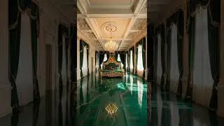 This Royal Bedroom Looks Like a Dream Palace | Luxury Green & Gold Interior