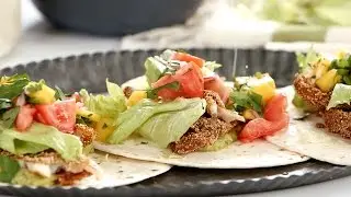 Spicy Fish Tacos with Mango Salsa and Guacamole | Southern Living