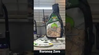 A custom painted anime leather sling bag #roronoazoro #angelusdirect #onepiece #animeart
