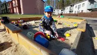 Summer in Finland. Kid's outdoor play ground.