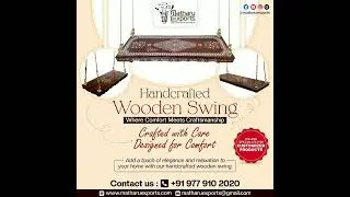 Handcrafted Wooden Swing || Where Comfort meets Craftsmanship #hoshiarpur #inlay #carvingwood #swing