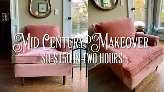 $0 Vintage Pink Chair Flip to Mid Century Modern for $150 | Elegant Upgrades