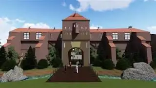 Medieval Village Theme Park Land Fly Through