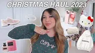 WHAT I GOT FOR CHRISTMAS 2023 🎄🎅🏻🤍 *iphone 15, hello kitty, essentials, lululemon, new balance*