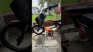 Mini bagger front fender install #minibike #bagger #harleydavidson #project #custom