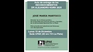 JOSE MARIA MARTOCCI recibiendo el RECONOCIMIENTO DR. ALEJANDRO KORN 2025