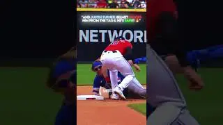 When Justin Turner&rsquo;s helmet saved him from getting tagged OUT!! 🤯🔥#edit#shorts