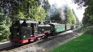 Fichtelbergbahn - Zwischen Niederschlag und Kretscham-Rothensehma mit L&auml;utwerk