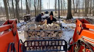 Loading Maple Splits with Rachel. IBC tote firewood storage. Best Commercial log splitter? #11