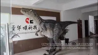 Brown Raptor dinosaur costume for dinosaur event and dinosaur park