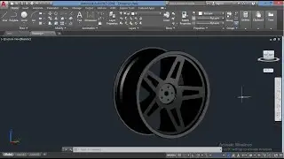 5 spoke slotted alloy wheel in AutoCad