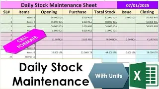 Create a Daily Stock Maintenance Sheet in Excel with Automated Tracking!#excel