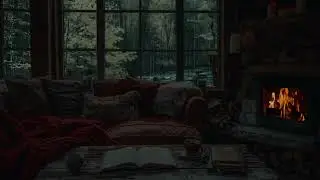 Peaceful Rain on Glass and Fireplace Crackle &ndash; Calm Sounds for Stress Relief and Rest 🪟🌙