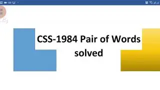 #CSS #PMS #VOCABULARY #PASTPAPERS CSS-1984 Pair of words