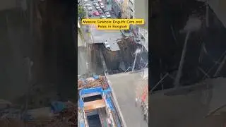 Bangkok Sinkhole Engulfs Cars & Poles #bangkok #shorts #short #thailand