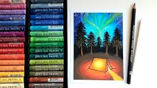 Mungyo Gallery Series Oil Pastel Unboxing + Painting a Glowing Tent Under the Night Sky || PH 🇵🇭