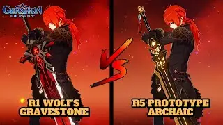 DILUC: R1 WOLF'S GRAVESTONE VS R5 PROTOTYPE ARCHAIC! (COMPARISON) | Genshin Impact