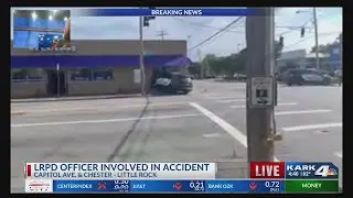 LR Police car crash into building