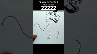 Crocodile Drawing Easy By Using The Number 22222 #shorts