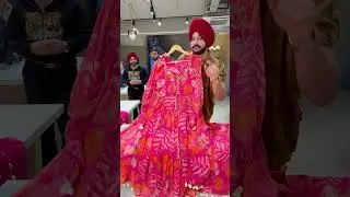 Hot Pink Chiffon Pom-Pom Anarkali Suit with Mirror Work on neck & Chiffon Pom Pom Dupppata Follow