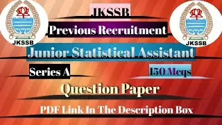 JKSSB || Jr.Statistical Assistant || Series A ||Previous Recruitment|| Question Paper || Study📝Holic