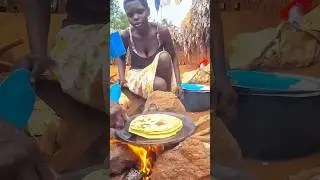 African Bush Bread Cooking by a Young Tribal Woman | Real Life Documentary.#shorts #africantribe