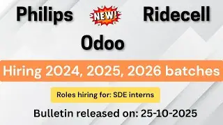 Hiring freshers | job opportunities | 2024,2025,2026 batches | Philips,ridecell, odoo hiring