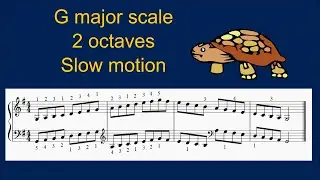 G major scale 2 octaves, slow motion #pianotutorial