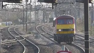DB Cargo Class 90 passes Peterborough (17/1/18)