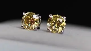 4.0ct Yellow Moissanite Diamond Ear Studs | yellow lab diamond ear studs, moissanite ear studs