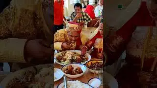 Bangladeshi Wedding Feast Bride And Bridegroom Eating Full Chicken Roast, Mutton, Kabab, Rice