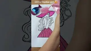 Glitter Barbie girl 💗 #draw #coloring #art