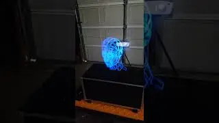 Interactive Cyberpunk AI Blue Hologram Virtual Face Avatar Concept Design Fog Machine Projector