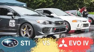 Subaru STI VS EVO IV | Autocross | Falken RT660s in the rain | EvergreenSpeedway | AUTOX