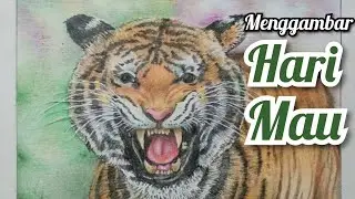 PainTpasteL | tutorial menggambar hewan harimau menggunakan pensil warna | timelapse