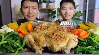 นึ่งไก่บ้านโตใหญ่ๆ ผักนึ่งจ้ำแจ่วแซ่บๆ 25  กันยายน พ.ศ.2568