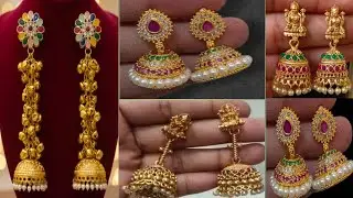 Latest gold plated earrings designs under300/-😱meesho jewellery haul/stud jhumka earrings#jewellery 