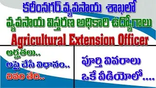 Karimnagar AEO Recruitment Notification || Agricultural Extension Officer Recruitment 2020