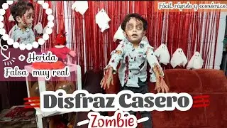 Disfraz casero de Zombie 🧟| Disfraz Fácil , Rápido y Económico de hacer en casa | Halloween 2022 👻🕸️