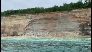 Pictured Rocks National Lakeshore 200 foot cliff plummets into Lake Superior.
