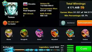 HIGHEST LEVEL (867) / FREE CUE - (8 ball pool)
