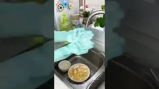 Magic Dish washing Gloves with scrubber, Silicone Cleaning Reusable Scrub Dish wash Gloves