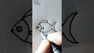 Very Easy Fish Drawing Tutorial / Simple Drawing Shorts / #shorts #drawing