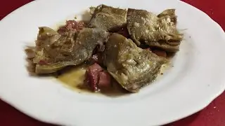 Alcachofas en salsa con jamón 😋😋