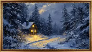 French Country Winter Walk ❄️ Snowy Blue Hour Cottage & Relaxing Piano | Frame TV Art