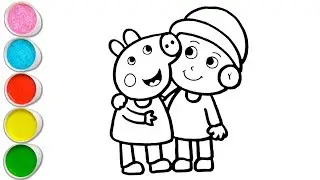 Cute Peppa Pig Playing with Pocoyo Drawing, Painting and Coloring For Kids and Toddlers_ Kids Art 