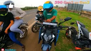 390 Gen2 vs Gen3 vs Gixxer vs NS200 💯 Full Throttle Highway Race | Crazy Finish 😱