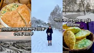 নেদারল্যান্ডের চারপাশ ঢেকে গেছে বরফে। আজ বানালাম শীতের বিখ্যাত খাবার কড়াইশুটির কচুরি #netherlands 